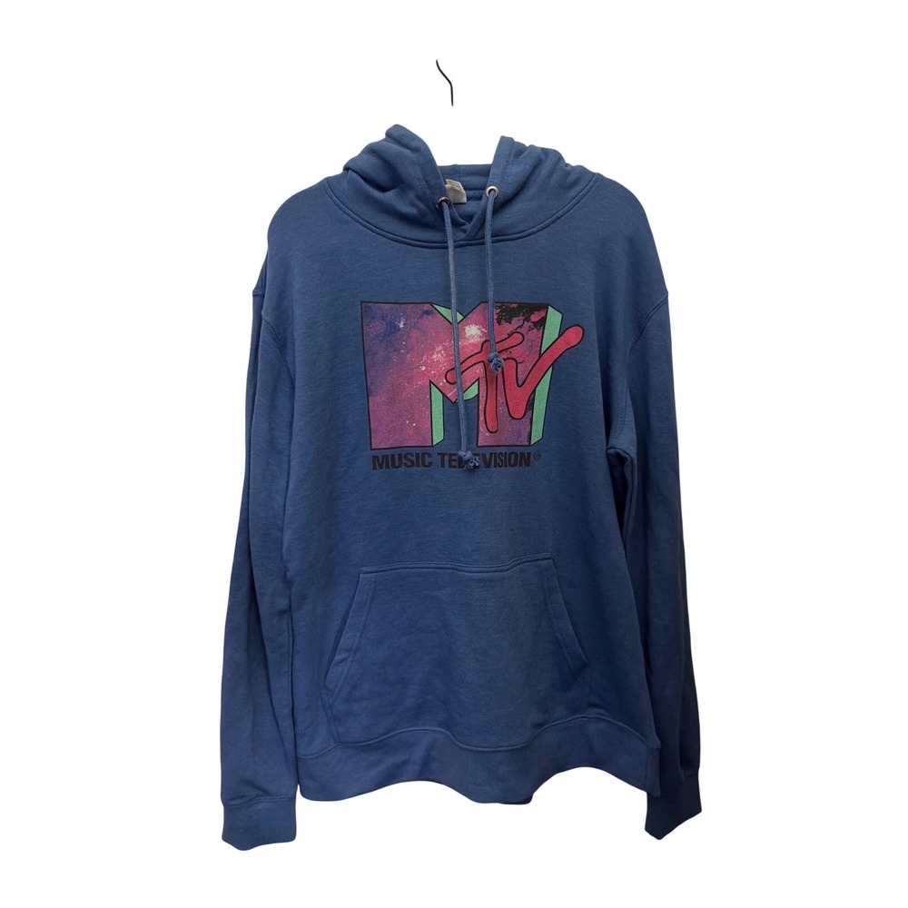 MTV Music Television Galaxy Logo Blue Hoodie 2XL Pullover Sweatshirt